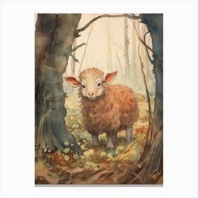Storybook Animal Watercolour Sheep 1 Canvas Print