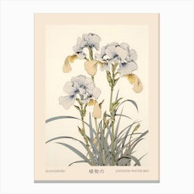 Hanashobu Japanese Water Iris 3 Vintage Japanese Botanical Poster Canvas Print