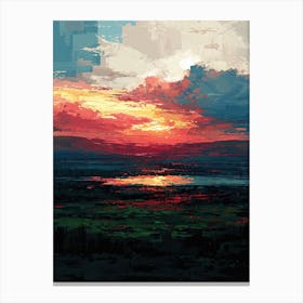 Sunset | Pixel Art Series 3 Canvas Print