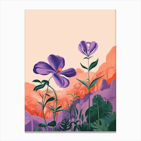 Boho Wildflower Painting Birds Foot Violet 1 Canvas Print