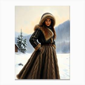 Scandinavian Girl In A Winter Coat Canvas Print