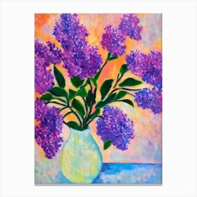 Lilac Floral Abstract Block Colour Flower Canvas Print
