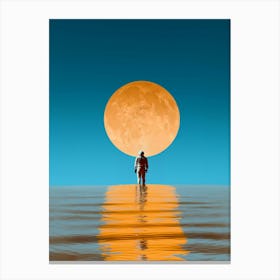 Full Moon Astronaut Canvas Print