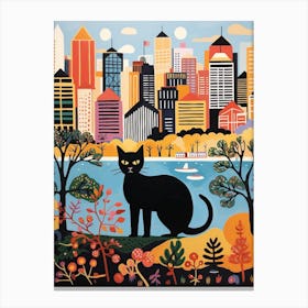 Sydney, Australia Skyline With A Cat 0 Canvas Print