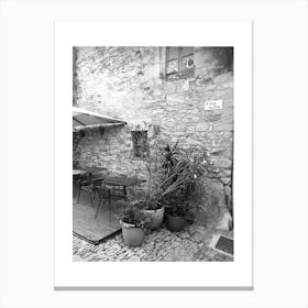 Spanish Cafe Black And White Photograph Canvas Print
