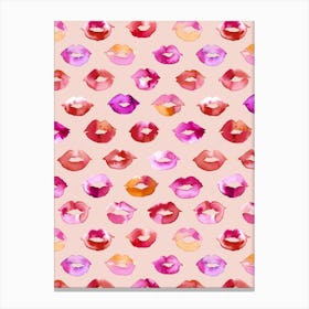 Sweet Love Kisses Pink Lips Canvas Print