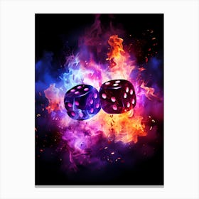 Two Dices In Fire Canvas Print