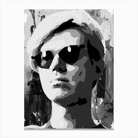 Andy Warhol In Grayscale Digital Oil Painting Canvas Print