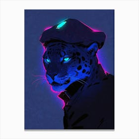 Leopard With Neon Eyes Canvas Print