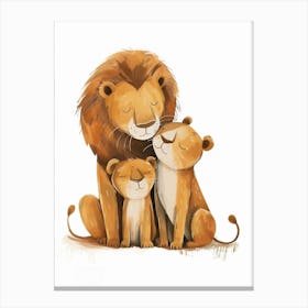 Barbary Lion Family Bonding Clipart 3 Canvas Print