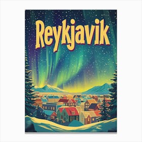 Aihrgdesign A 1970s Inspired Travel Poster For Reykjavik 5 Canvas Print