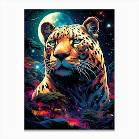Leopard In The Night Sky Canvas Print
