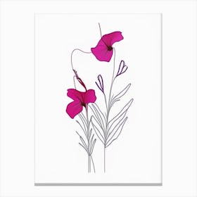 Bellflower Floral Minimal Line Drawing 1 Flower Canvas Print