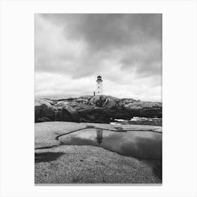 Lighthouse in Peggy's Cove Nova Scotia Canada in Black And White Canvas Print