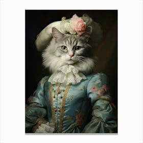 Cat In Medieval Clothing Rococo Inspired Painting 6 Canvas Print