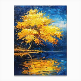 Yellow Tree By The Lake 1 Canvas Print