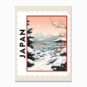 Retro Winter Stamp Poster Nagano Japan 2 Canvas Print