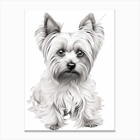 Yorkshire Terrier Dog, Line Drawing 4 Canvas Print