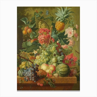 Fruit And Flowers, Paulus Theodorus van Brussel Canvas Print