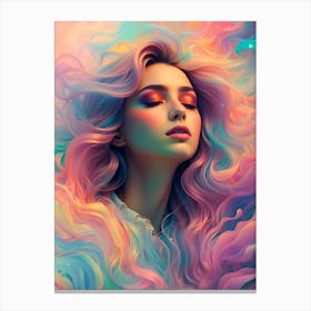 Girl With Colorful Hair 10 Canvas Print