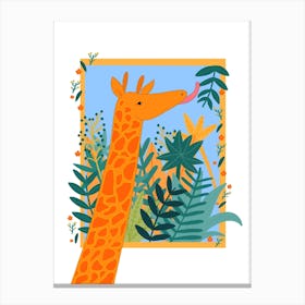 Giraffe In The Jungle Canvas Print