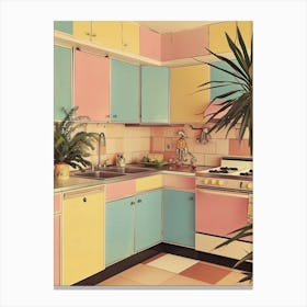 Kitsch Vintage Pastel Kitchen 3 Canvas Print
