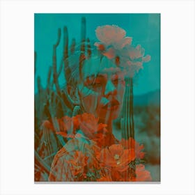 Cactus Flowers woman portrait Canvas Print