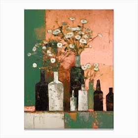 Bottles And Flowers Still Life Canvas Print