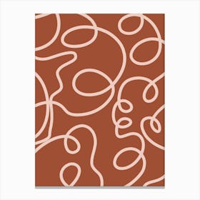 Mid Century Modern Abstract Brush Strokes Lines Terracotta Canvas Print