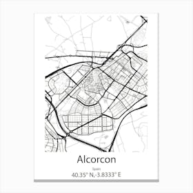 Alcorcon,Spain Minimalist Map Canvas Print