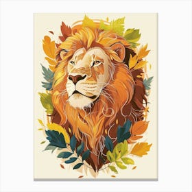 African Lion Lion In Different Seasons Illustration 4 Canvas Print