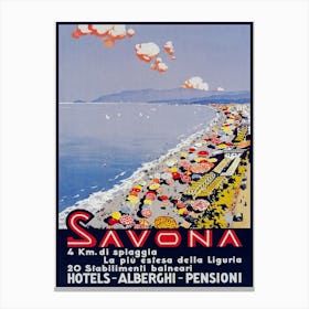 Savona  Italy Vintage Beach Poster Canvas Print
