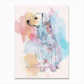 Pastel Watercolour Kuvasz Dog Line Illustration 2 Canvas Print