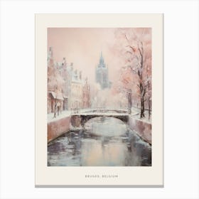 Dreamy Winter Painting Poster Bruges Belgium 3 Canvas Print