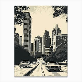 Duotone Illustration Skyline Austin Texas 3 Canvas Print