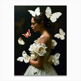 Butterflies And Roses Canvas Print