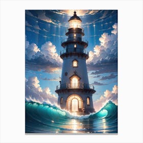 A Lighthouse In The Middle Of The Ocean 64 Canvas Print