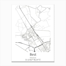 Best,Netherlands Minimalist Map Canvas Print