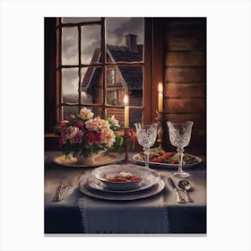 Dinner At The Window Canvas Print