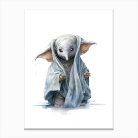 Baby Elephant As A Jedi Watercolour 4 Canvas Print