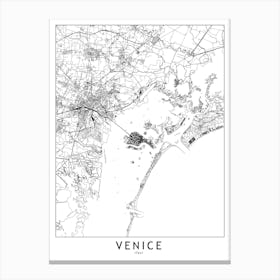 Venice White Map Canvas Print