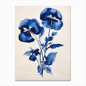 Blue Botanical Wild Pansy 1 Canvas Print