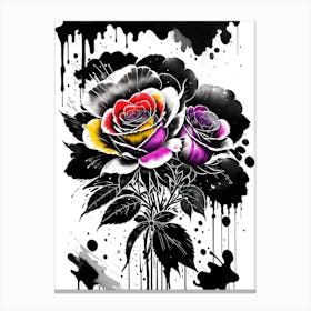 Roses In Black And White Canvas Print