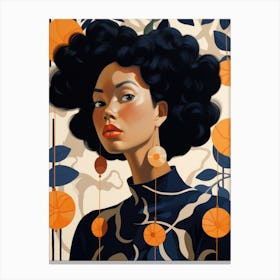 Afro Girl With Oranges Canvas Print
