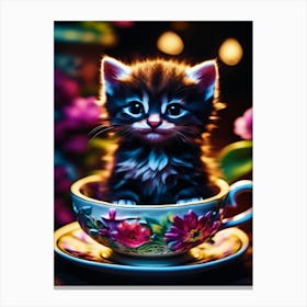 Kitten In A Teacup 4 Canvas Print