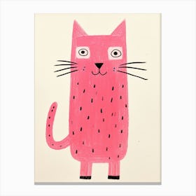 Pink Polka Dot Cat 5 Canvas Print