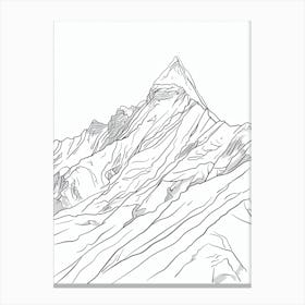 Kala Patthar Nepal Line Drawing 5 Canvas Print