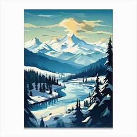 Whistler Blackcomb   British Columbia, Canada, Ski Resort Illustration 1 Simple Style Canvas Print