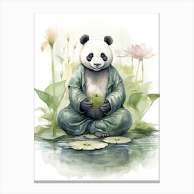 Panda Art Meditating Watercolour 4 Canvas Print