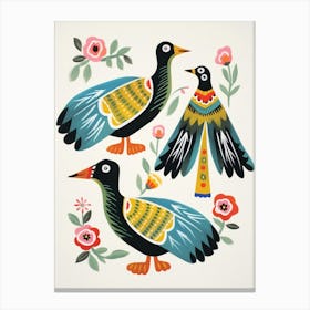 Folk Style Bird Painting Duck 3 Canvas Print
